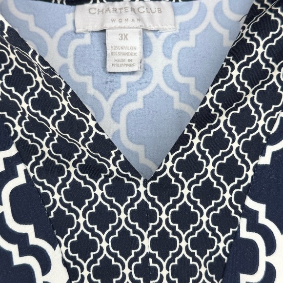 Charter Club Navy and White Patterned shirt - Picture 3 of 3
